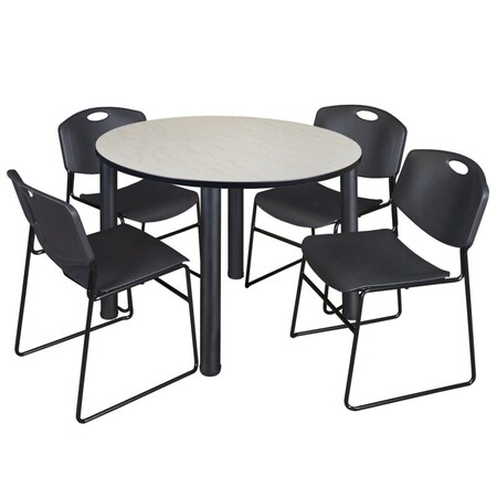 Regency Kee Round Table & Chair Set, Wood, Metal, Polypropylene Top, Maple TB48RNDPLBPBK44BK